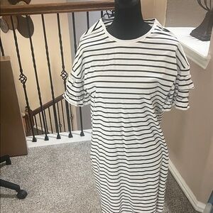 Striped Ruffle Sleeve Dress